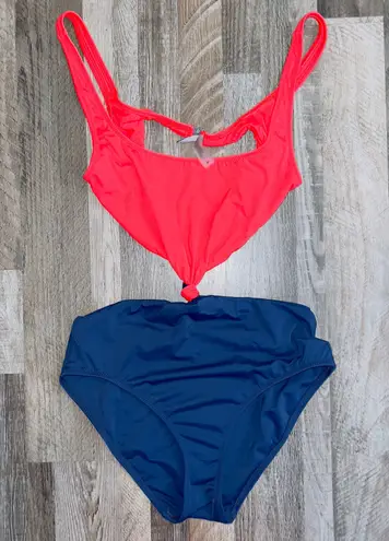 Solid & Striped Bailey Cut Out Red Blue One Piece Swimsuit