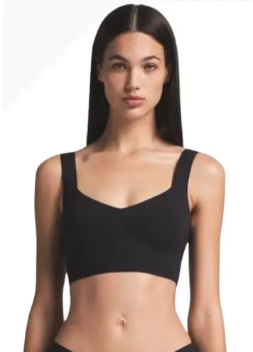 SKIMS Bra Women Small Black Naked Plunge Longline Bralette Padded Stretch Comfy