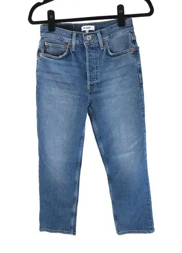 RE/DONE Womens 90s High Rise Crop Jeans New Mid 70s Wash Button Fly 26