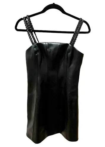NWT Aje Vegan Leather Osa Braided Mini Dress Black sz 6