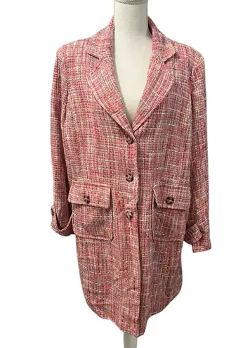 NWT Vintage Carlucci Pink Tweed Fully Lined Pea Coat Sz 14