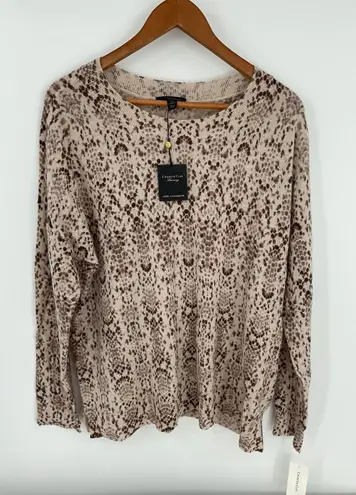 Charter Club Luxury 100% Cashmere Snake Print Crew Neck Sweater XL