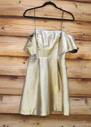 Sandro Womens Gold Off The Shoulder Mini Dress