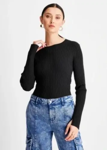 FUTURE COLLECTIVE Twist Open Back Pullover Knit Sweater Black Size XL - Image 1