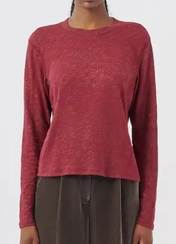 ATM Anthony Thomas Melillo Slub Jersey Long Sleeve Crop Tee Wine Size Small Red