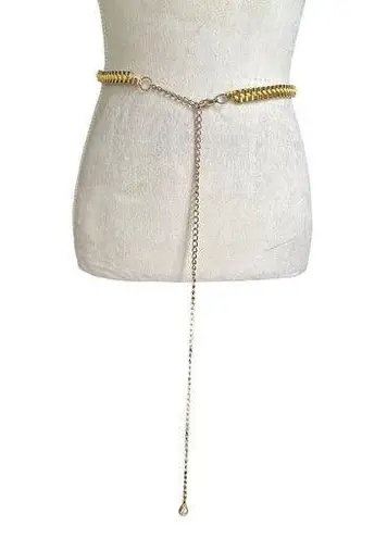 Gold Chain Waist Belt With Yellow Ribbon Detailing & Dangling Charm ball Accent