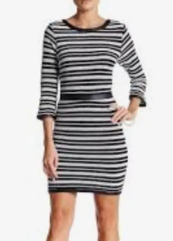 Tart Myra Striped Dress with Faux Leather Trim Size S