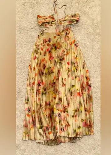 ALC Frank NEW A.L.C. Moira Floral Satin Pleated Halter Cutout Maxi Dress sz 6