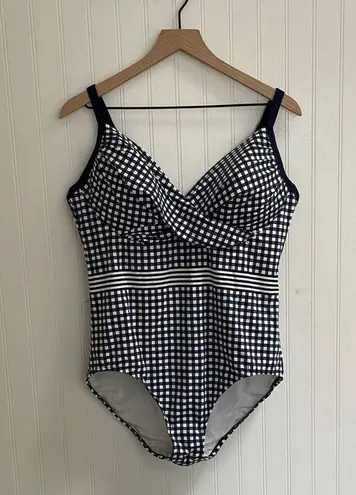 Draper James X Lands’ End Tummy Control Wrap One Piece Swimsuit Navy Size 14