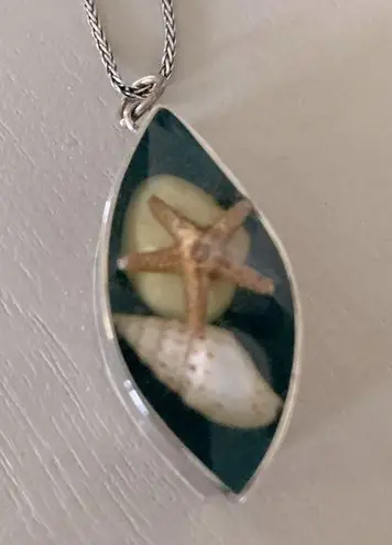 Handcrafted Cape Cod Jewelry Artist Sterling Silver & Shells Custom Necklace Blue