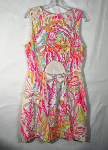 Lilly Pulitzer Colorful Floral Whiting Cutout Back Shift Dress in Scuba to Cuba