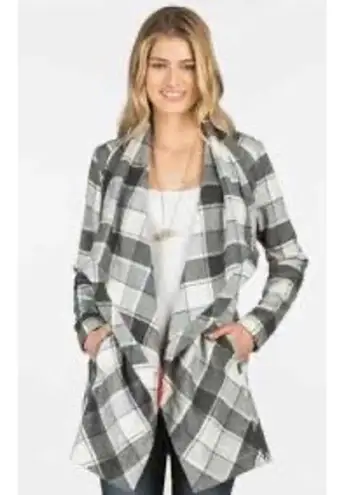Matilda Jane NWT Womens XS Black Grey Plaid Check It Twice Jacket Sweater Coat