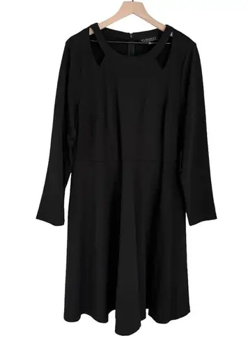 Eloquii NWT Knee Length Open Shoulder Long Sleeve A Line Dress Black Size 16
