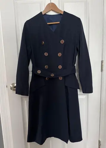 Vintage OOAK Navy coat dress double