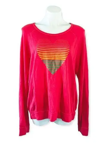 Sundry Anthropologie’s  Sweatshirt Pink Red Heart Crew Neck Sweater Size L NEW