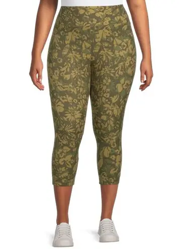 Terra & Sky Women's Printed Leggings green floral nwt