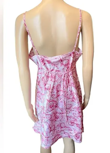 Adonna Vintage Y2K Pink Boho Damask Barbie Floral Lingerie Slip Dress Robe Set