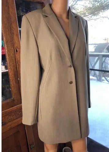 Travis Ayers green/khaki Long Blazer Coat Womens Single
