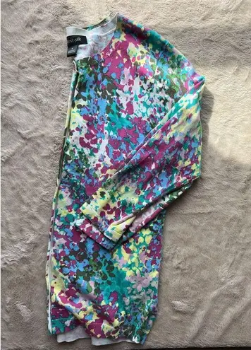 August Silk Women's M Floral Cardigan Sweater Multicolor Long Sleeve