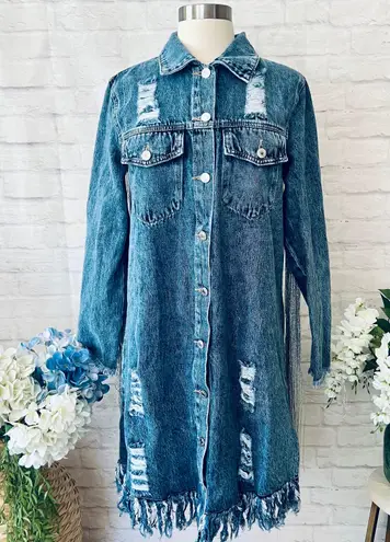 Boutique Long Tassel Back Denim Jacket