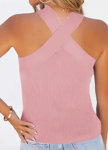 Solid Pink Criss Cross Top