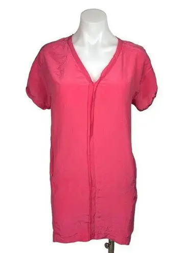 Maje Pink 100% Silk V Neck Short Sleeve Cutout Back Mini T Shirt Dress Size S