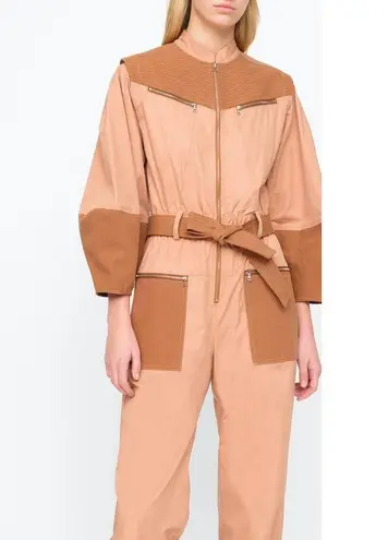 Sea New York Gabriette Clay Balloon Sleeve Belted Utility Jumpsuit New Orange Size 0