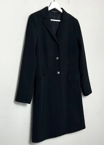 Theory  Wool Blend Long Black Jacket