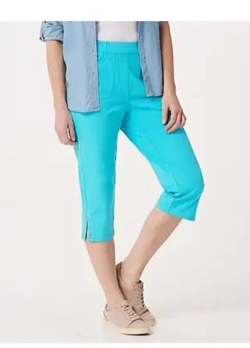 Womens Quacker Factory Dream Jeannes S Capri Turquoise Blue Pull On Pants Rhines