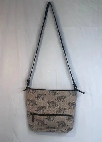 FatFace Big Cat Natural Woven Tia Crossbody Shoulder Bag Purse Jute Leopard