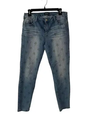 Bebe  Straight Skinny Ankle Star Embellished Stars Light Wash Jeans Size 10 - EUC