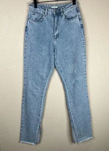 We Wore What WhoWoreWhat Womens Slit Skinny Jeans Size 27 Blue Light Wash High Rise Fray Hem