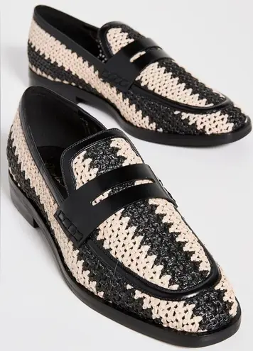 3.1 Phillip Lim Alexa Raffia & Leather Penny Loafers in Antique White/Black NEW