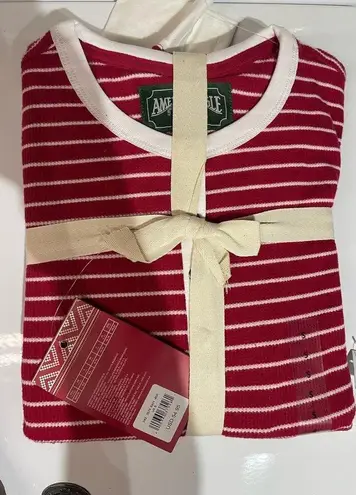 American Eagle  Red/White Stripe Waffle Stripe Pajama Set Womens Small NWT