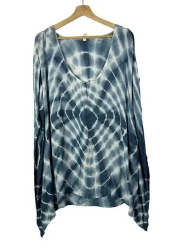 Elan Boutique Blue & White Tie Dye Short Sleeve Top OS