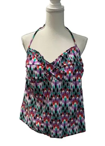 Catalina Art Deco Abstract Multicolored Tankini Top Sz XL NWT