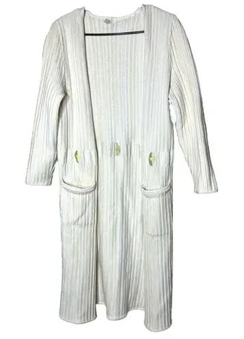 Vintage Cream Chunky Knit Long Duster Cardigan Size undefined