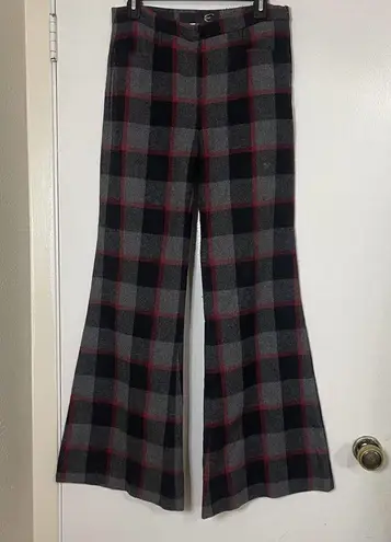 Just Cavalli Gray Plaid Wool blend High waist Flare leg Knit pants size 44