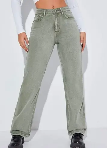 SheIn Green Straight Leg Jeans  