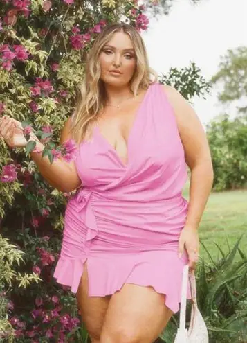 Princess Polly Curve Devotion Pink Ruffle Bodycon Mini Dress Plus Size 14 -  $37 - From Erin