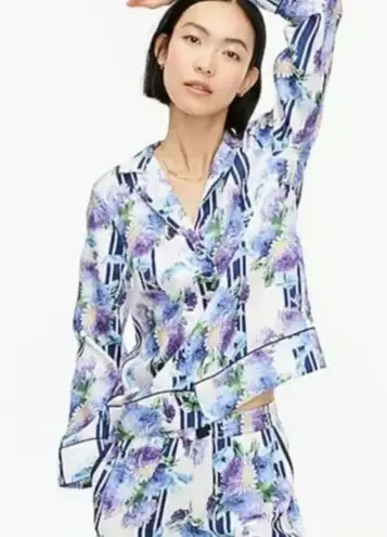 J Crew vintage blue floral stripe pajama style silky top Blue Size 2X