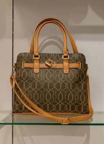 Women's Brown Lock & Key Charm Gold Hardware Multi