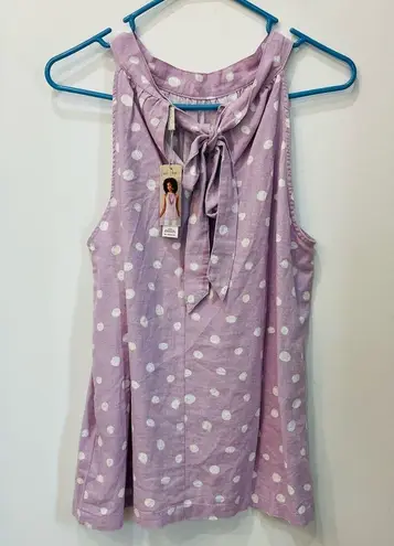 Charlie Paige NWT Rya Linen Halter Tie Tank Top size Medium purple white
