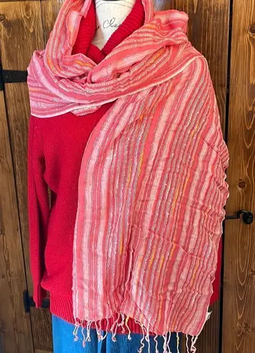Route 66 Pink, yellow & silver stripes scarf
