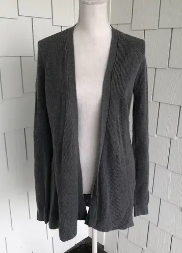 Chelsea28 Women's Grey Dark Heather Ribbed Ruffle Open Front Cardigan sz S