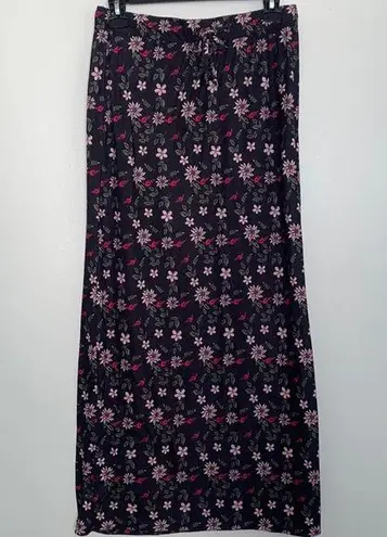 Bongo Pink and Black Floral Maxi Skirt