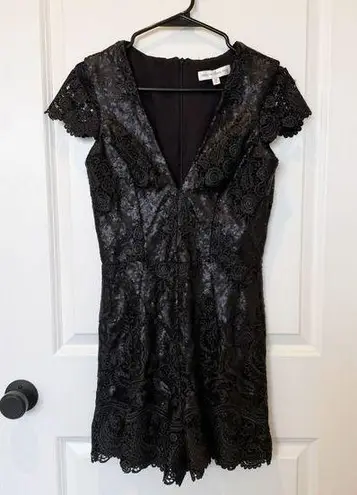 Dress the Population Romper Sz Medium Plunge Neck Lace Fairy Whimsigoth Boho