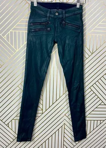 LF  CARMAR Green Wax Coated Zip Skinny Jeans