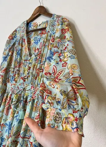 Elan Melrose Fit & Flare Mini Dress Womens Sz M 3/4 Sleeve Vacation Tropical