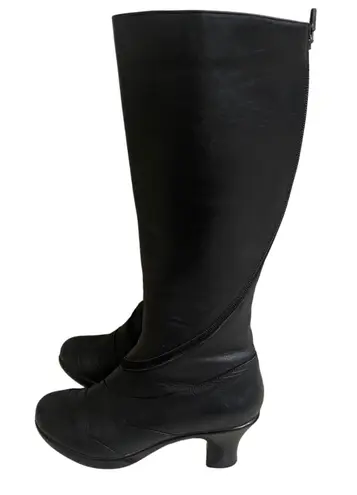 Dansko myra Black Leather Knee High Zipper Heel Boots Womens Size 7.5/8 38
